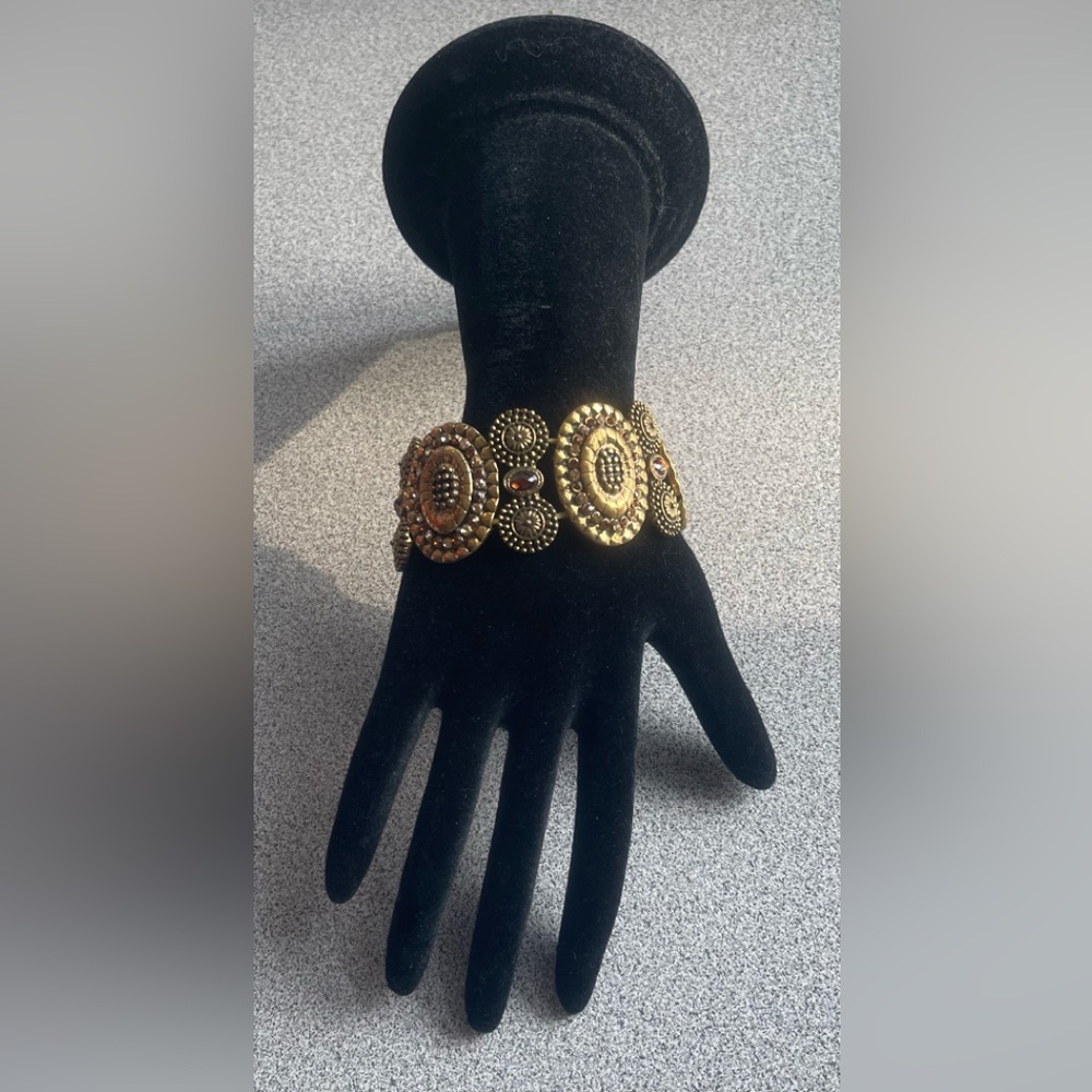 Faux Bronze & Amber Stretch Bracelet